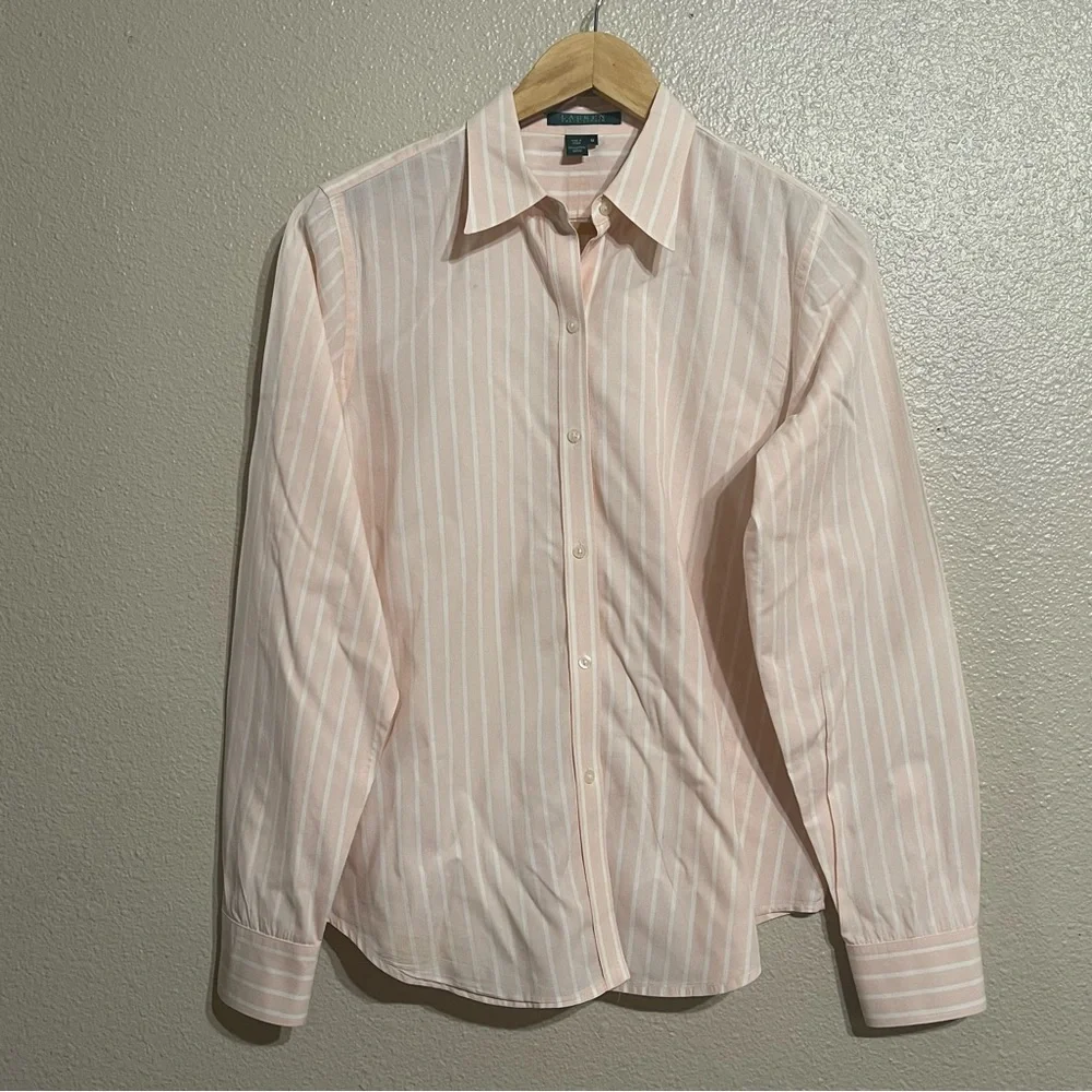 Lauren Ralph Lauren Button Front Shirt Striped Medium‎